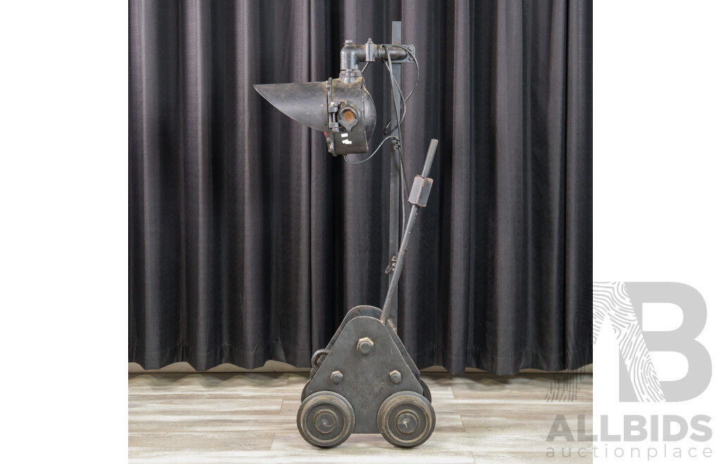 Bespoke Floor Lamp with Rolling Mining Cart Base