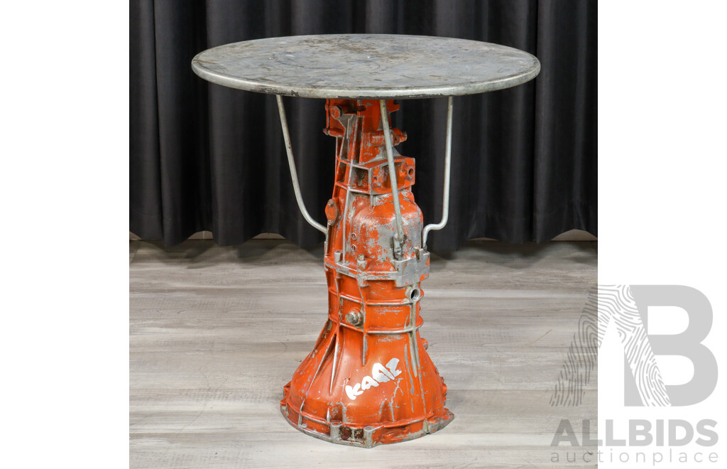 Bespoke Metal Top Side Table With Gearbox Base
