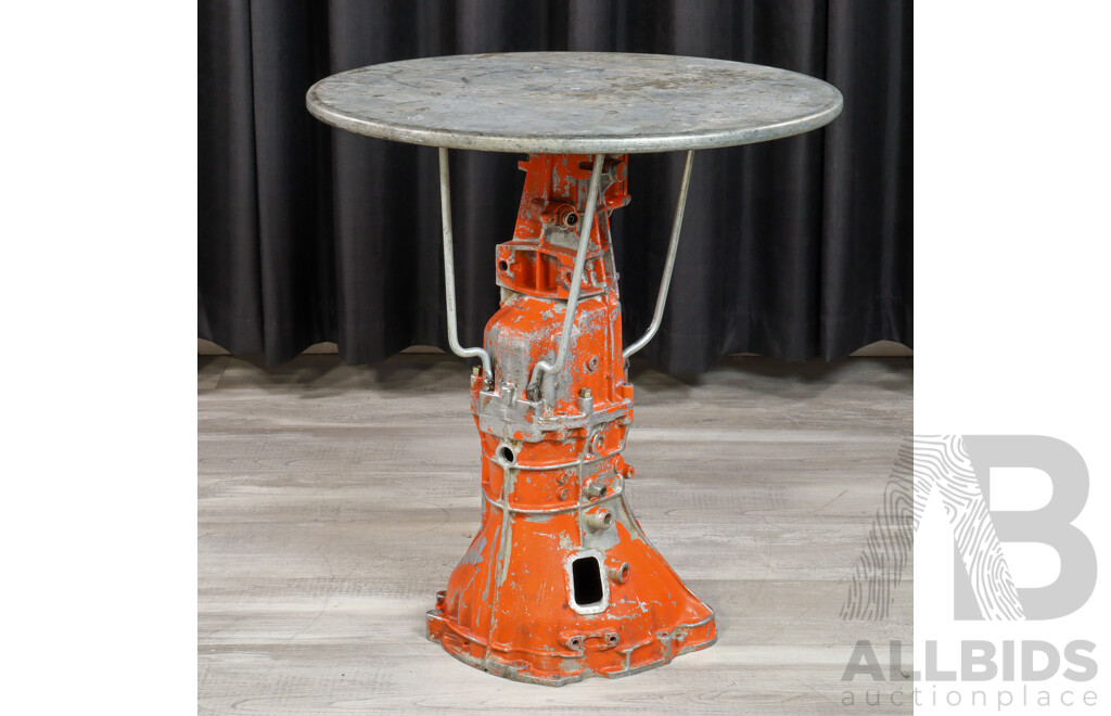 Bespoke Metal Top Side Table With Gearbox Base