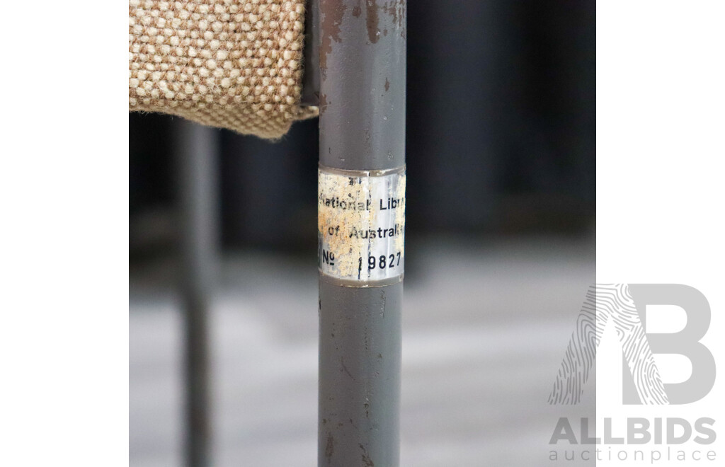 Vintage Metal Framed Carver with Teak Arms