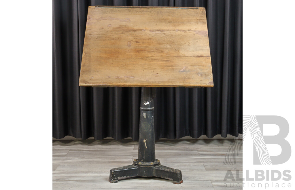 Vintage Draughtsman's Desk with Timber Top