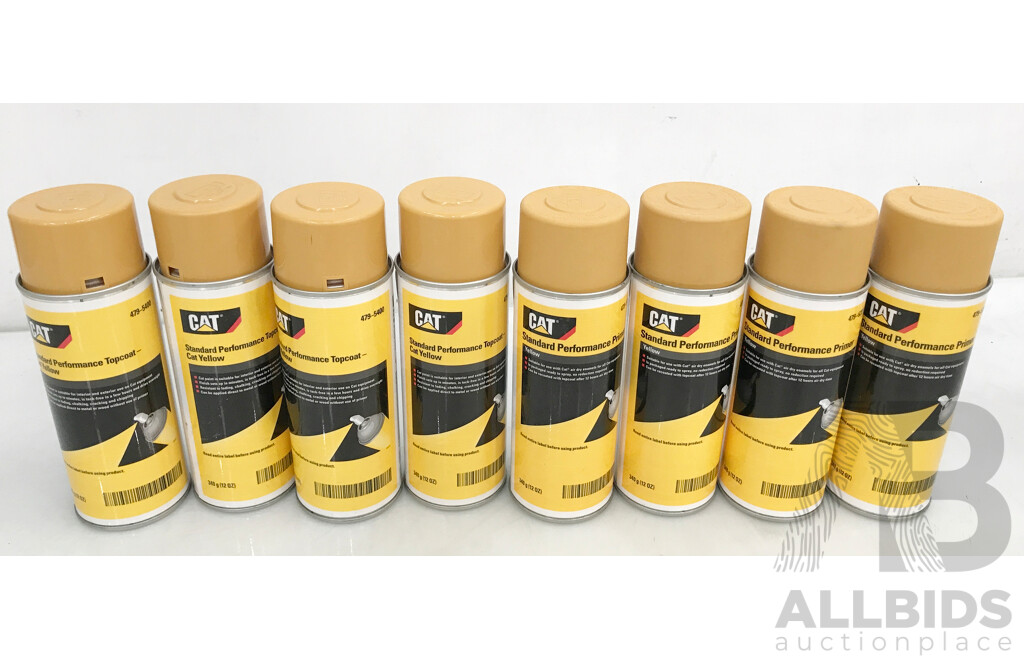 CAT Standard Performance Topcoat and Prime Paint (Yellow) 340g - Lot of 8