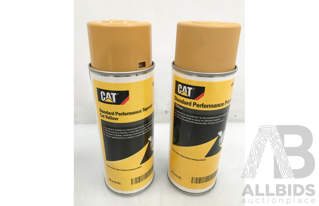 CAT Standard Performance Topcoat and Prime Paint (Yellow) 340g - Lot of 8