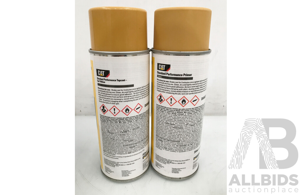 CAT Standard Performance Topcoat and Prime Paint (Yellow) 340g - Lot of 8