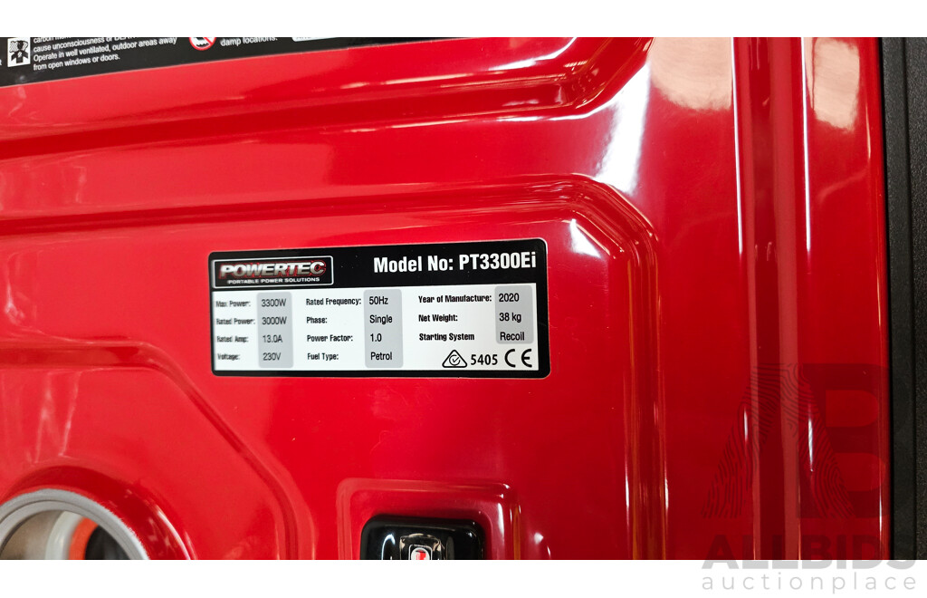 Powertec (PT3300Ei) Portable Inverter Generator