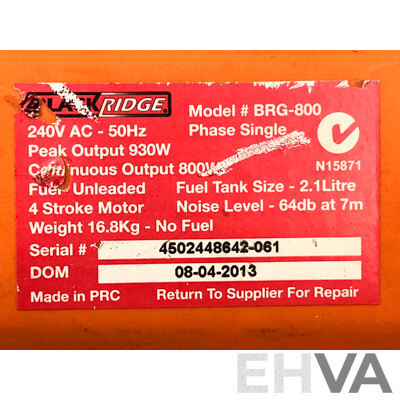 Black Ridge BRG-800 Single Phase 800 Watt Generator