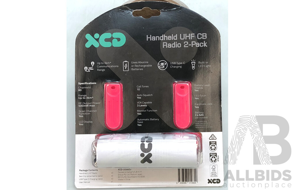 XCD 500mW Handheld UHF Radio Twin Pack - New