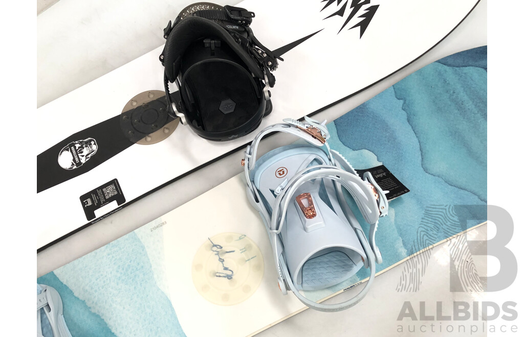 Jones Men's Snowboard and Nitro Wowmen's Snowboard with Nitro Snownboard Bag - New