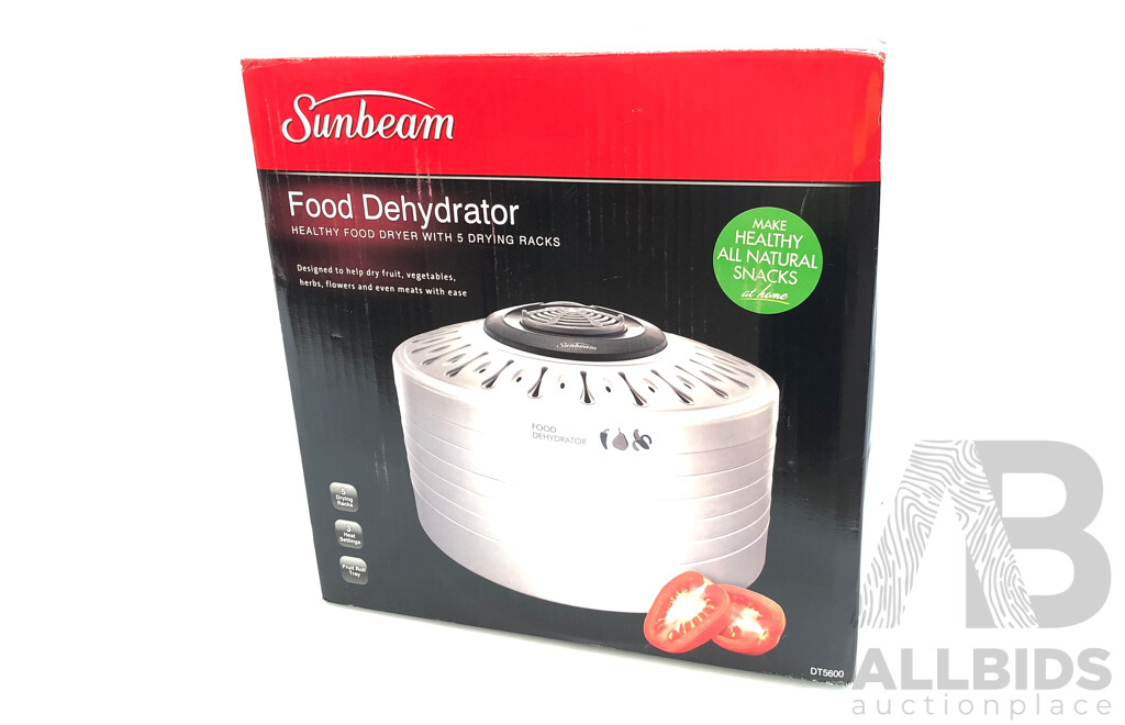 Sunbeam Electric Food Dehydrator with Five Drying Racks - Brand New