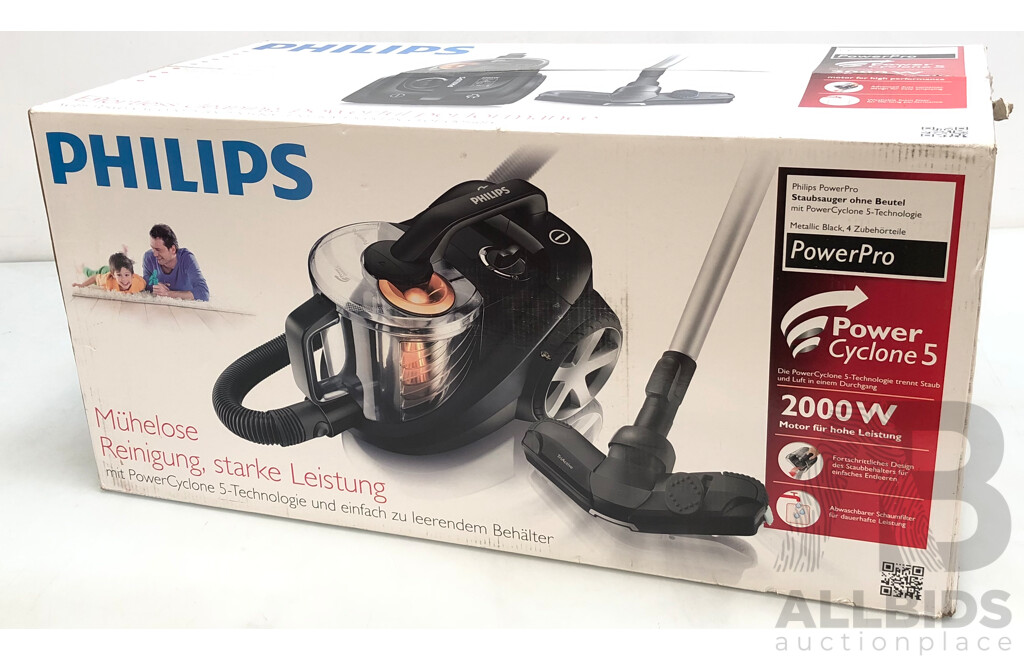 Philips 2000 Watt Power Cyclone 5 Bagless Vacuum Cleaner - Brand New