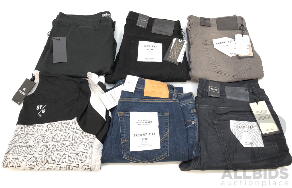 Jack & Jones, Mossimo and Goliath Men's Clothing From Myer - Lot of Six - Brand New with Tags - ORP $559.70