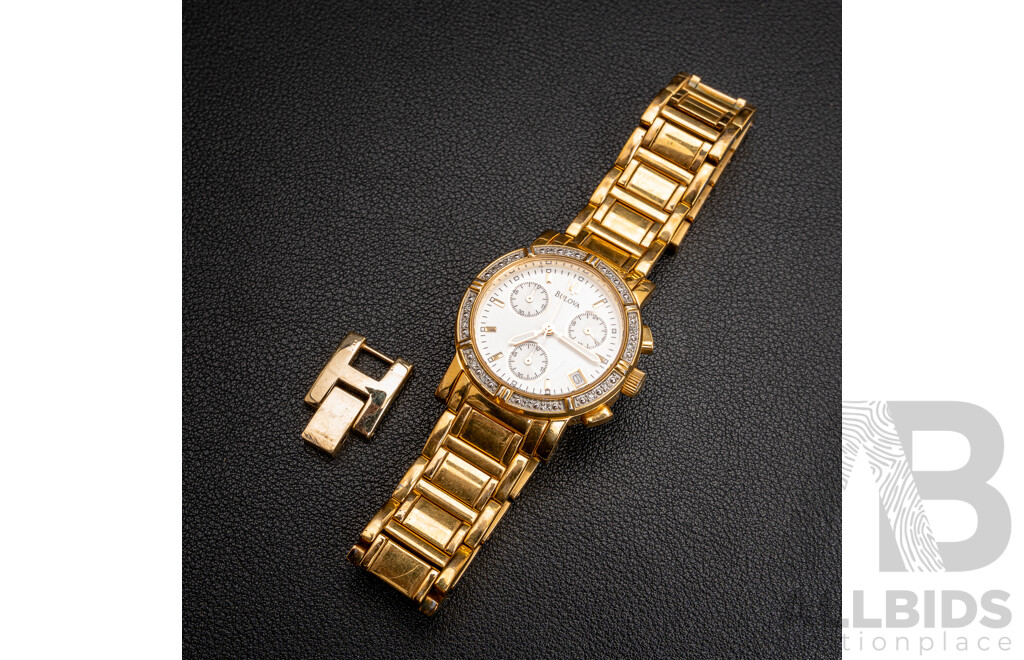 Bulova Ladies Diamond Set Chronograph Watch, 98R97 C937378, 29mm