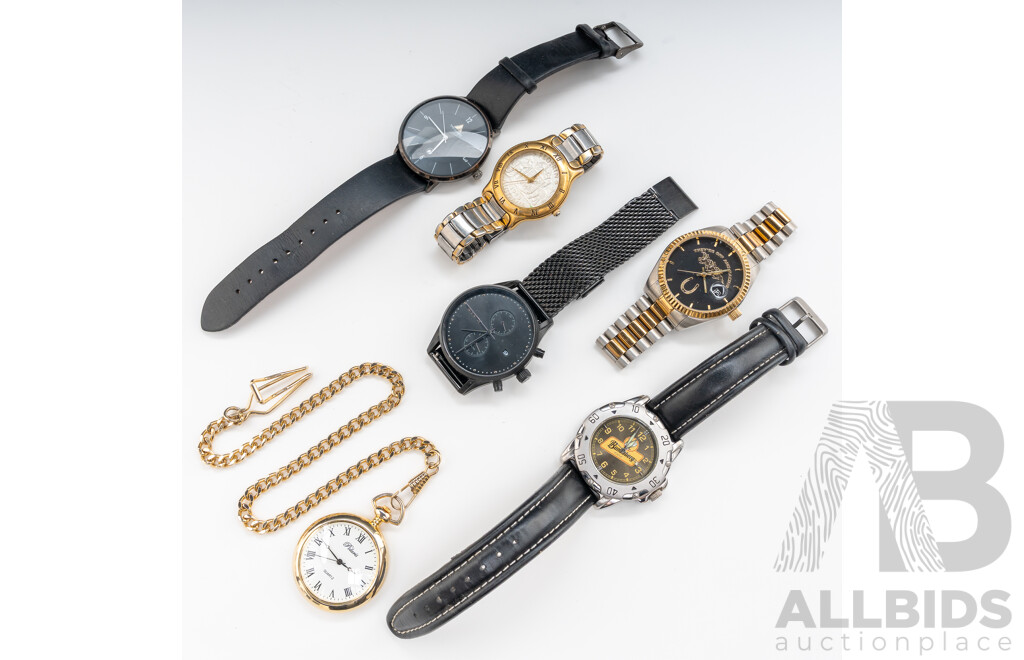 Collection of (6) Assorted Watches Including Coinwatch 1943 Florin Watch & Polaris Pocket Watch