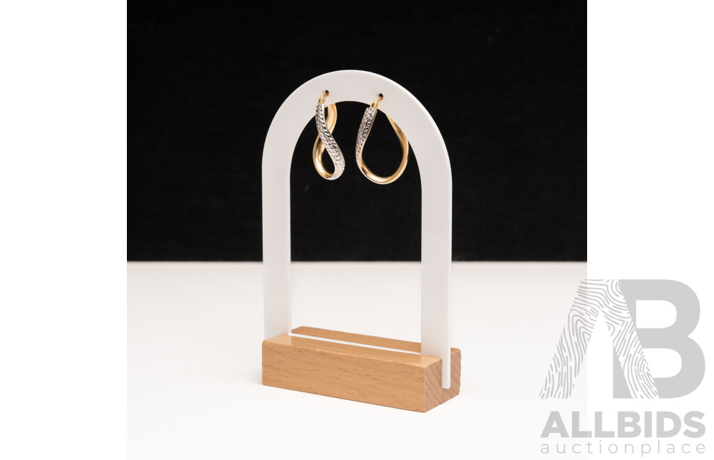 10ct Michael Hill Jewellers Long Diamond Cut Twist Hoop Earrings, 28mm, 2.73 Grams