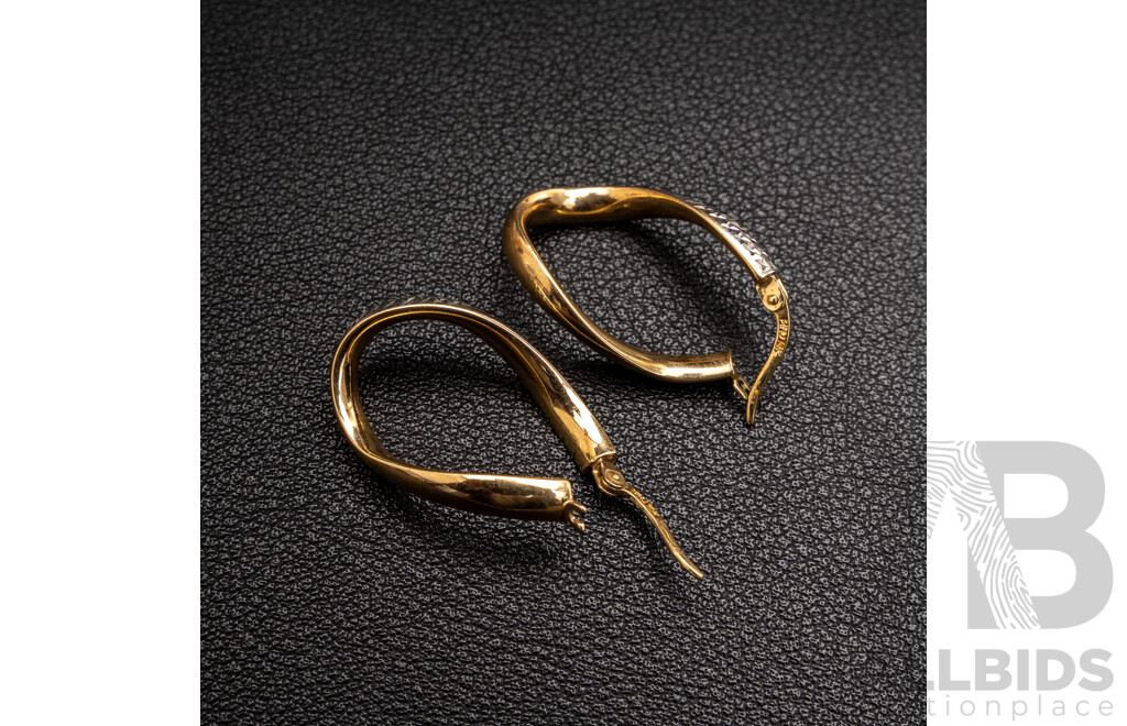 10ct Michael Hill Jewellers Long Diamond Cut Twist Hoop Earrings, 28mm, 2.73 Grams