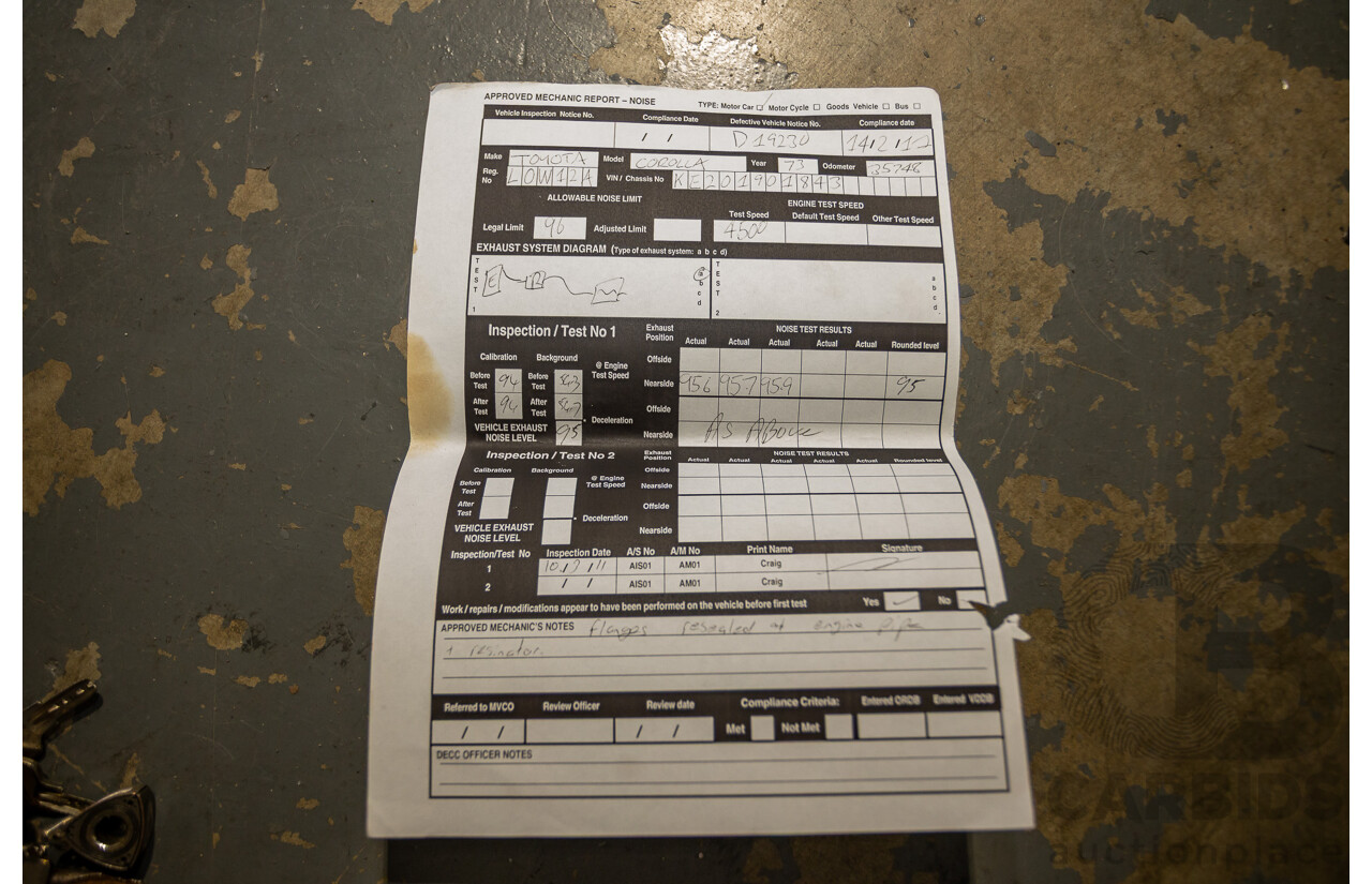 1/1973 Toyota Corolla KE20 2d Sedan Black Ported Rotary 2.3L - Modified & Engineered