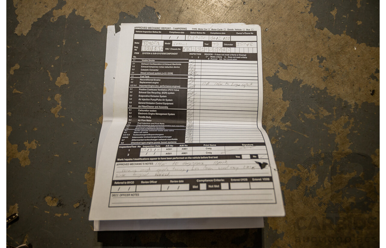 1/1973 Toyota Corolla KE20 2d Sedan Black Ported Rotary 2.3L - Modified & Engineered