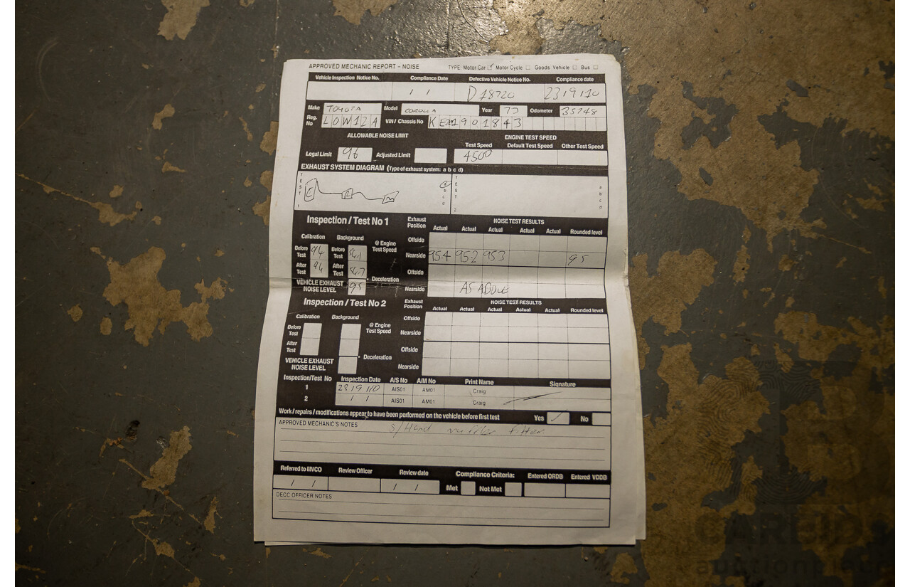 1/1973 Toyota Corolla KE20 2d Sedan Black Ported Rotary 2.3L - Modified & Engineered