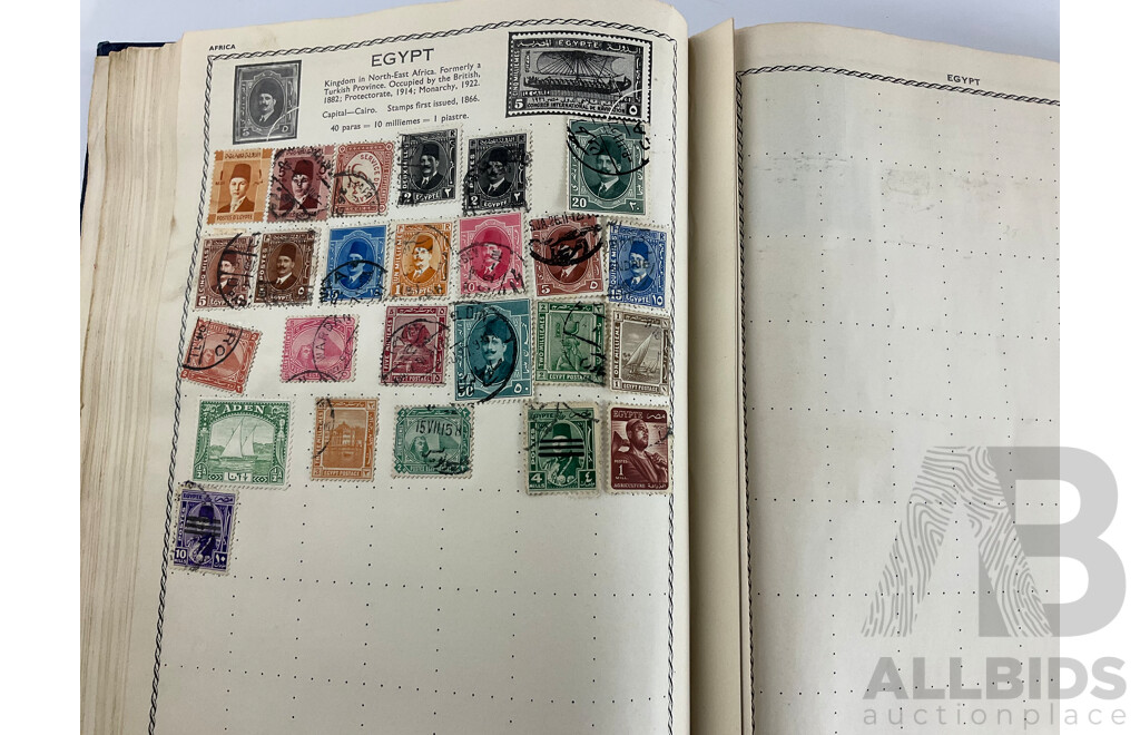 The Triumph Illustrated Stamp Album, Antique and Vintage Stamps Including Australian States, Predecimal, Belgium, Canada, Ceylon, India, Germany, Great Britain, Hungary, USA