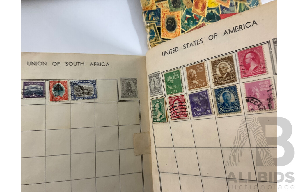 Four Albums of International Vintage Stamps Including Australian Predecimal, Germany, Norway, USA, Great Britain, France, Greece and More
