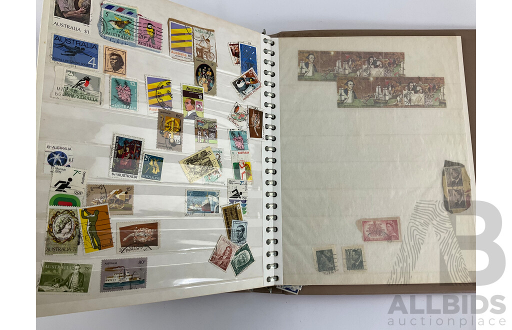 Four Albums of International Vintage Stamps Including Australian Predecimal, Germany, Norway, USA, Great Britain, France, Greece and More