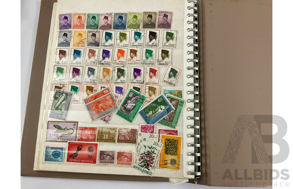 Four Albums of International Vintage Stamps Including Australian Predecimal, Germany, Norway, USA, Great Britain, France, Greece and More