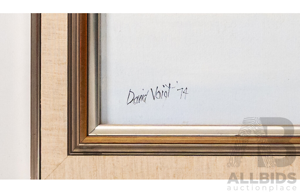 David Voigt, (20th Century, Australian, 1943 or 44-), Todd River Reflection, Alice Springs (1974), Wonderful Original Liquitex Acrylic & Pastel on Canvas Board, 81 x 104 cm (frame)