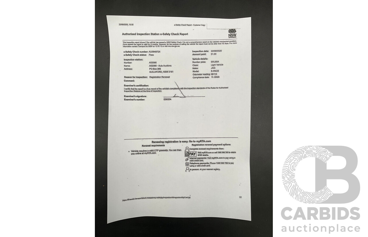 11/2020 Jaguar E-Pace P250 Chequered Flag (AWD 183KW) X540 MY20 4d Wagon Corris Grey Metallic Turbo 2.0L