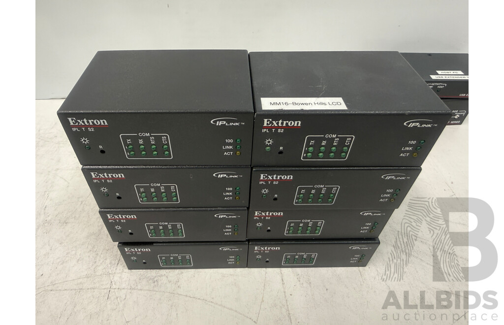 1x Extron IPLTS2 + 1x Extron USB Extender TX + 4x Extron USB Extender Plus R Receiver + 9x Extron IPLTS2 IP Link Controller