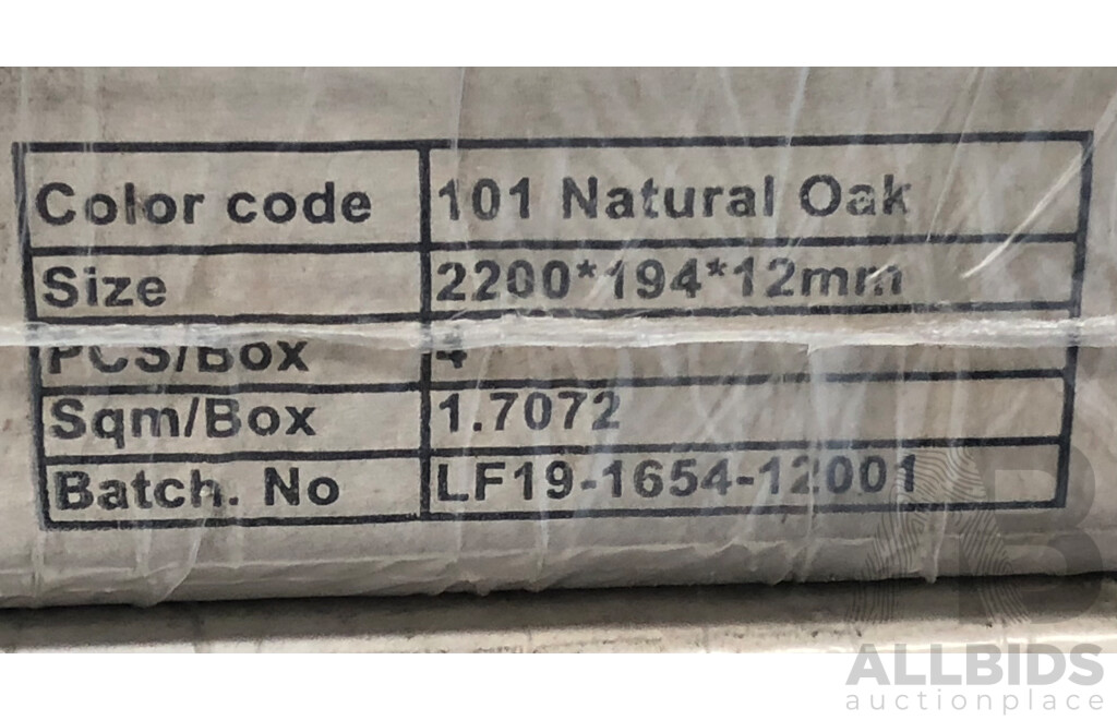 12mm Laminate Flooring - Natural Oak Finish - 32.4425 Square Meters - Brand New