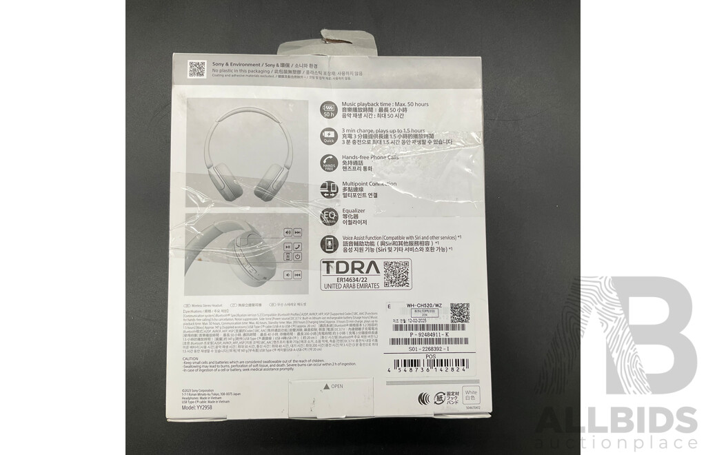 Sony WH-CH520 Headphones X 2