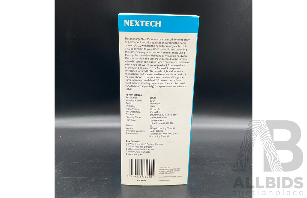 Nextech Wire-Free Wifi Battery Camera and Powertech Jumpstarter and Powerbank