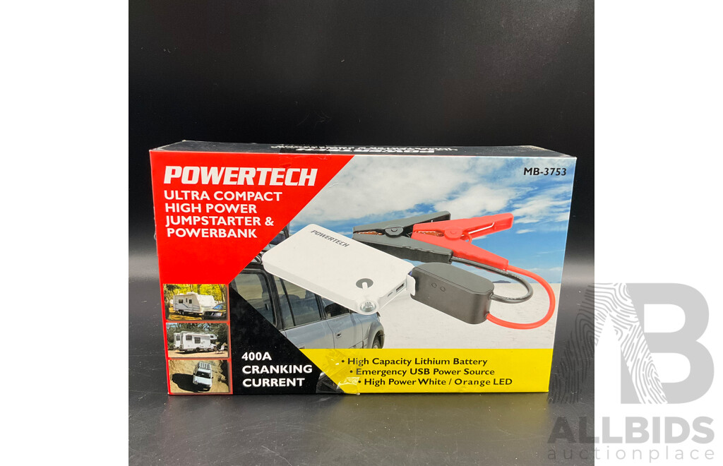 Nextech Wire-Free Wifi Battery Camera and Powertech Jumpstarter and Powerbank