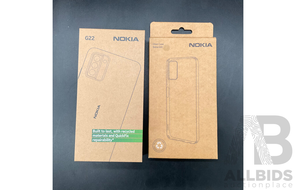 NOKIA G22 Lagoon Blue 4G/128GB Smart Phone with Clear Case - ORP $249