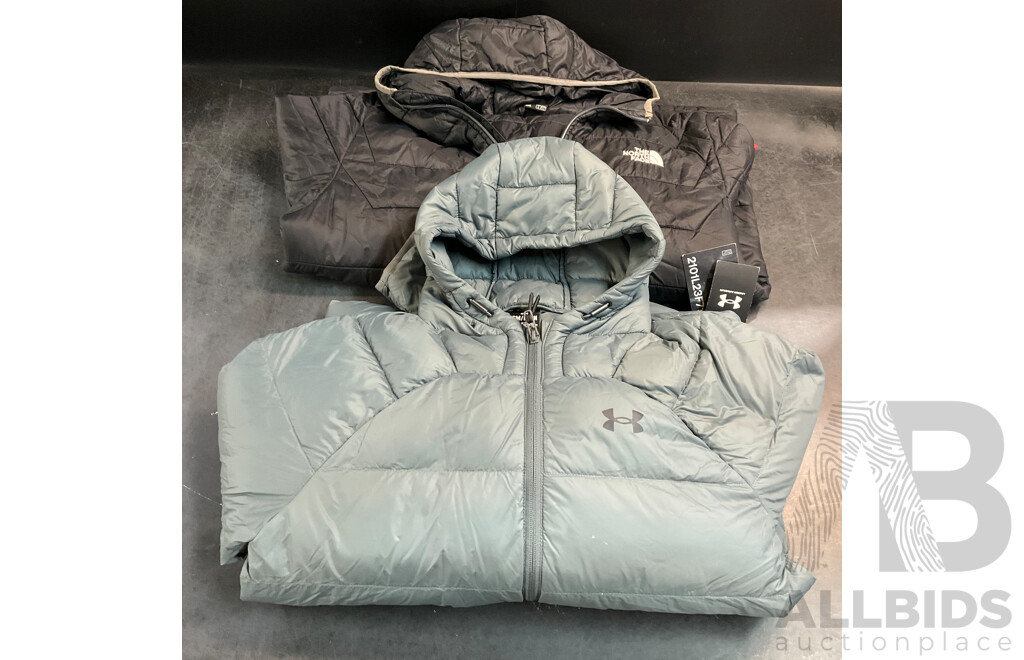 Under Armour Mens Size S Down 2.0 Jacket & the North Face Size XL Jacket - Lot of 2