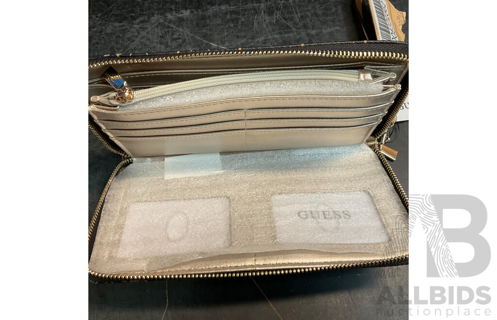 GUESS Long Brown Wallet and Assorted Bags and Bracelet - Lot of 5