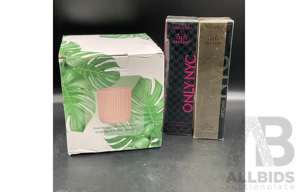 Elizabeth Arden 5th Avenue Only NYC, Uptown NYC and Dolomite Cyclinder 15(h)x14(w)cm