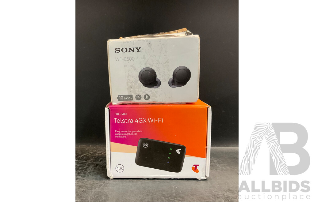 Sony WF-C500 Earbuds & Telstra Prepaid 4GX Wifi - Lot of 2