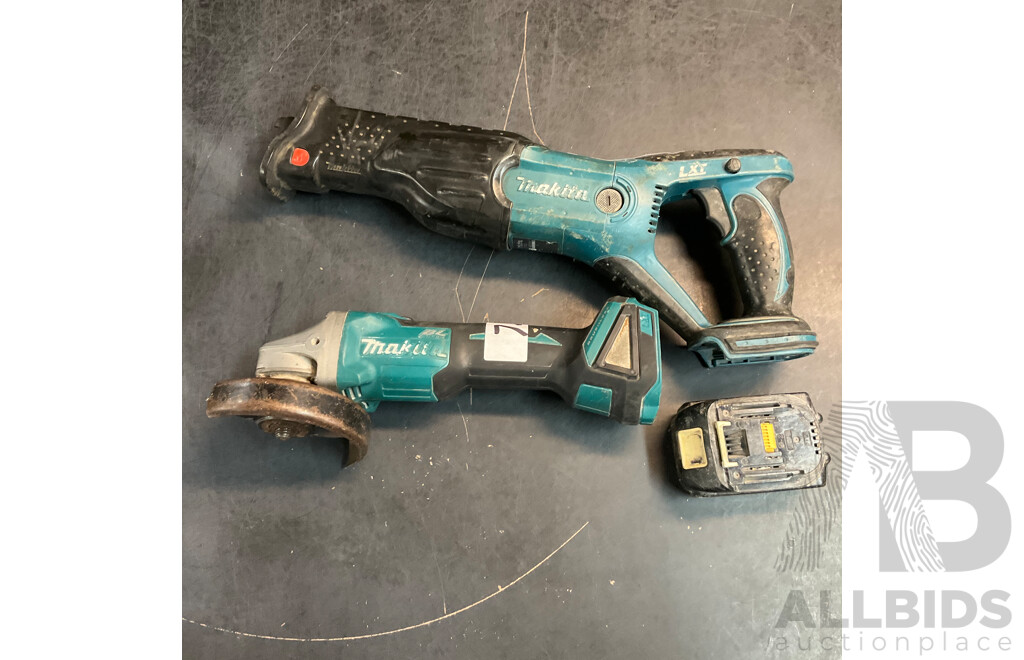 Makita BJR181 Cordless Reciprocating Saw & DGA504 Angle Grinder with 1 Battery