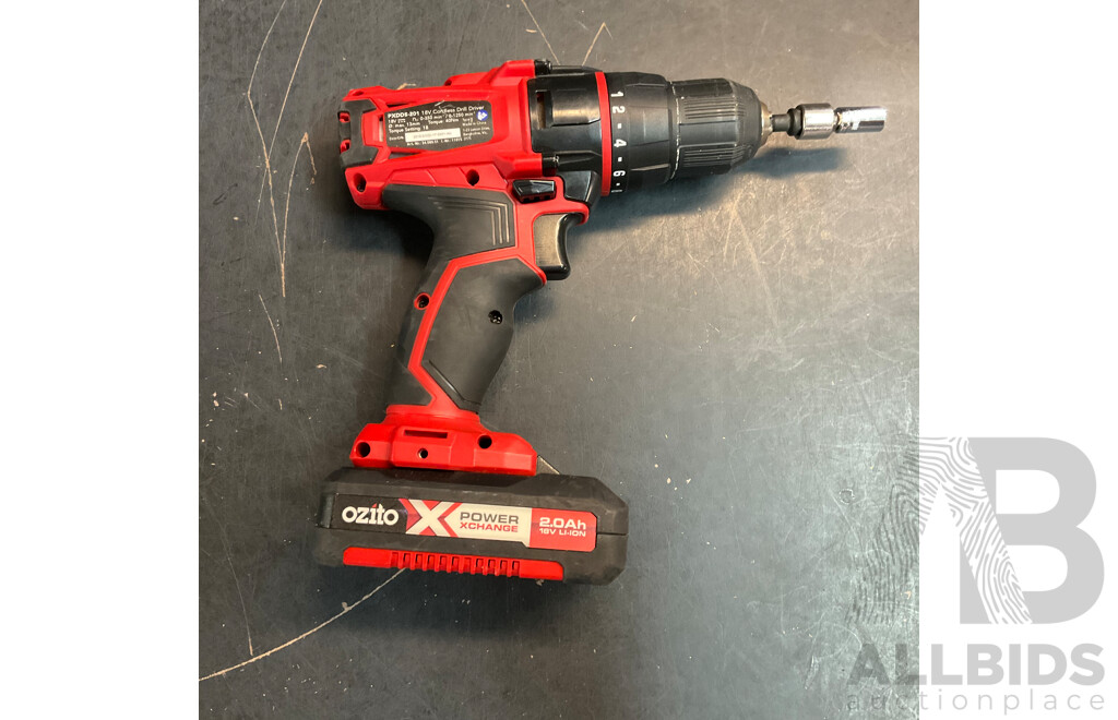 OZITO PXDDS-201 Cordless Drill Driver & FERREX Reciprocating Saw with Batteries - Lot of 2