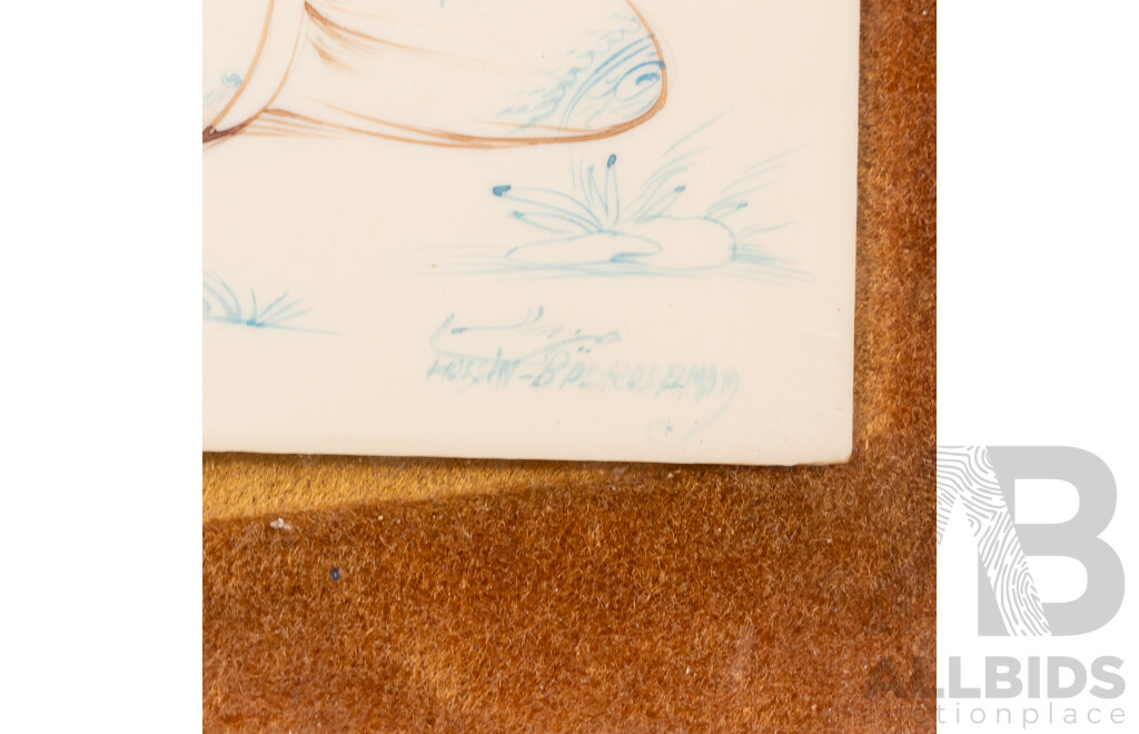 Artists Unknown (20th Century, Persian School), Musician, Musician Evoking Spirit & Man Lifting Bowl, Trio of Interesting Original Vintage Miniatures of Coloured Ink on Panels in Khatam Frames, 34 x 24 cm (frames largest) (3)