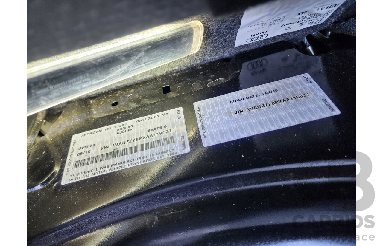 5/2010 Audi A3 Sportback 1.8 TFSI Ambition 8P MY09 5d Hatchback Black 1.8L