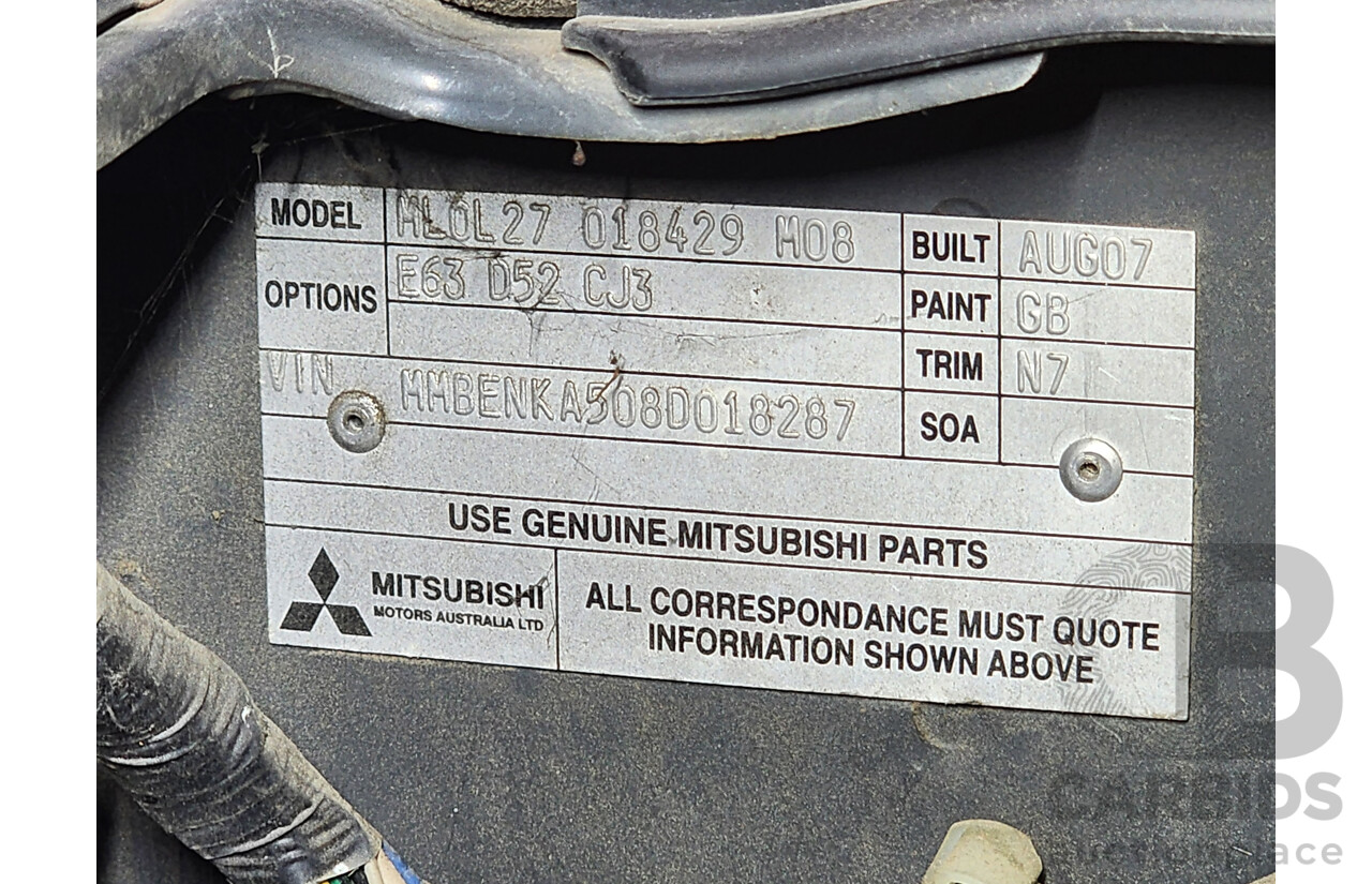 9/2007 Mitsubishi Triton GL ML C/Chas Grey 2.4L