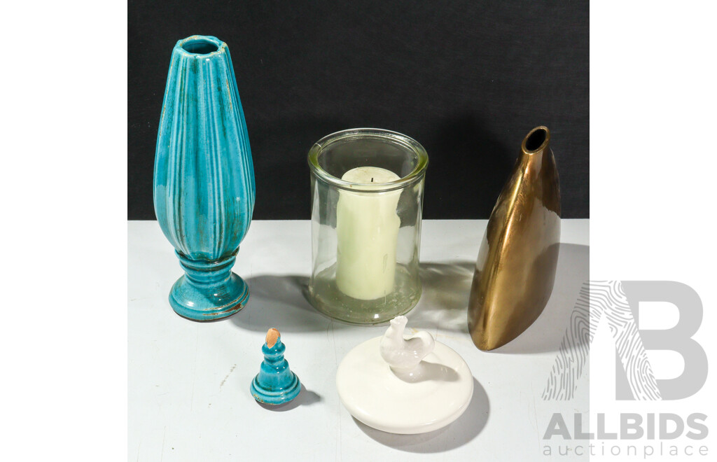 Collection Decorative Home Ware Items Including Hand Painted Tray and More