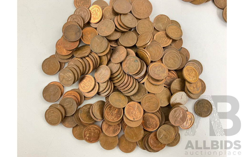 Collection of Australian One, Two and Five Cent Pieces, Examples Spanning 1966 to 1992 - Approximately Two Kilograms