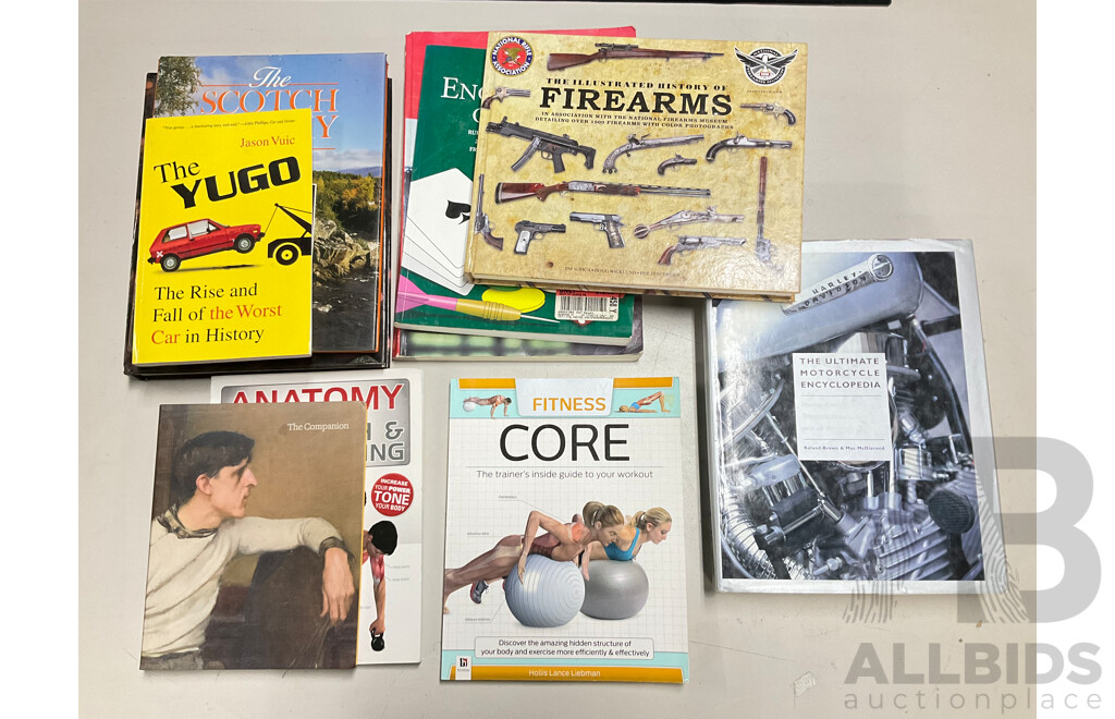Selection of Interesting Books Including the Ultimate Motorcycle Encyclopedia, the Yugo, Illustrated History of Firearms, Stallions and More