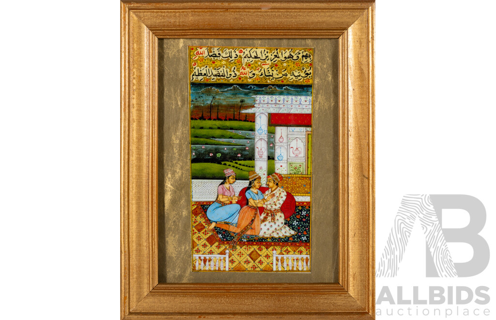 Collection of Eight Framed Miniatures Depicting Various Kamasutra Scenes, Colour Reproduction Prints, 25 x 20 cm (frames) (8)