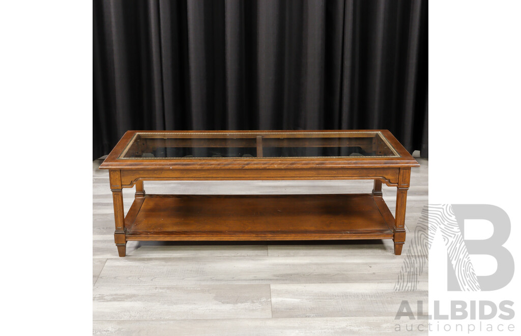 Mahogany Glass Top Two Tier Coffee Table