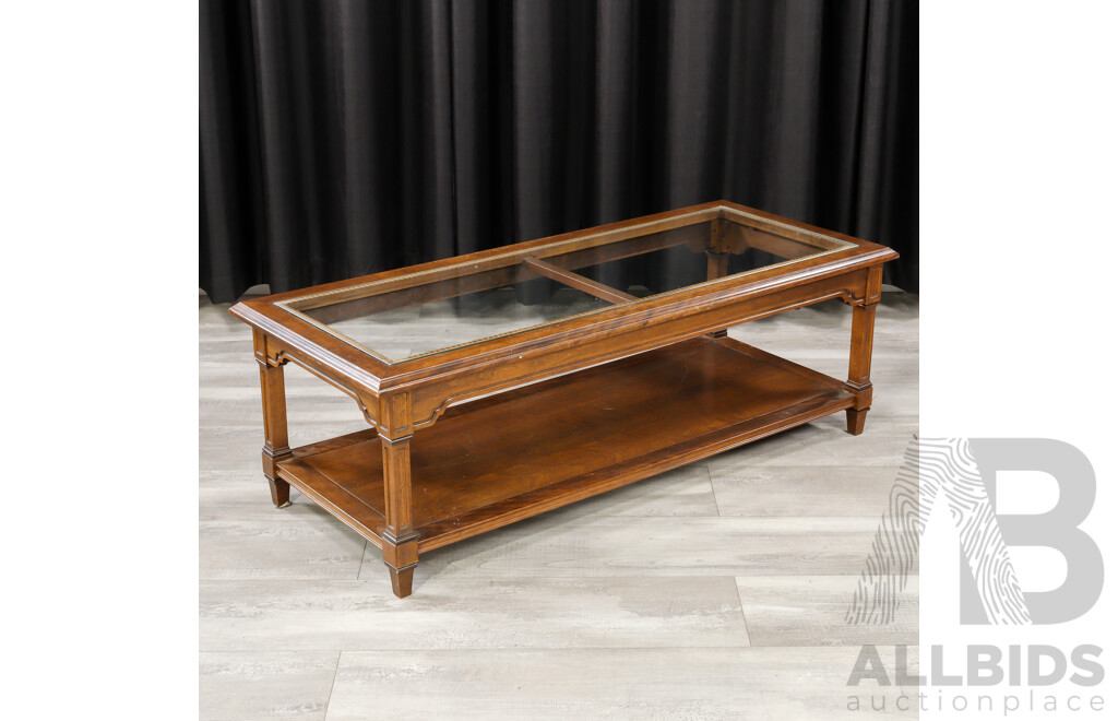 Mahogany Glass Top Two Tier Coffee Table