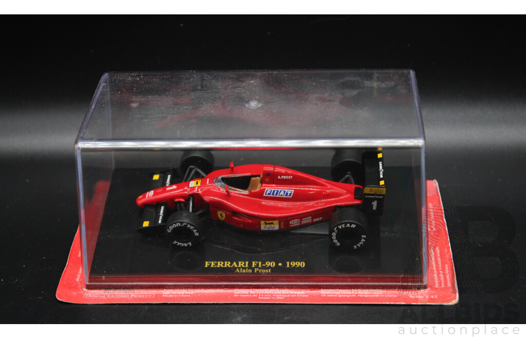 Five Diecast Ferraris Including - F2008, F1-90 1900 , 158 F1 1964, 156 F1 1961, 312 T4 1979 - 1:43 Scale